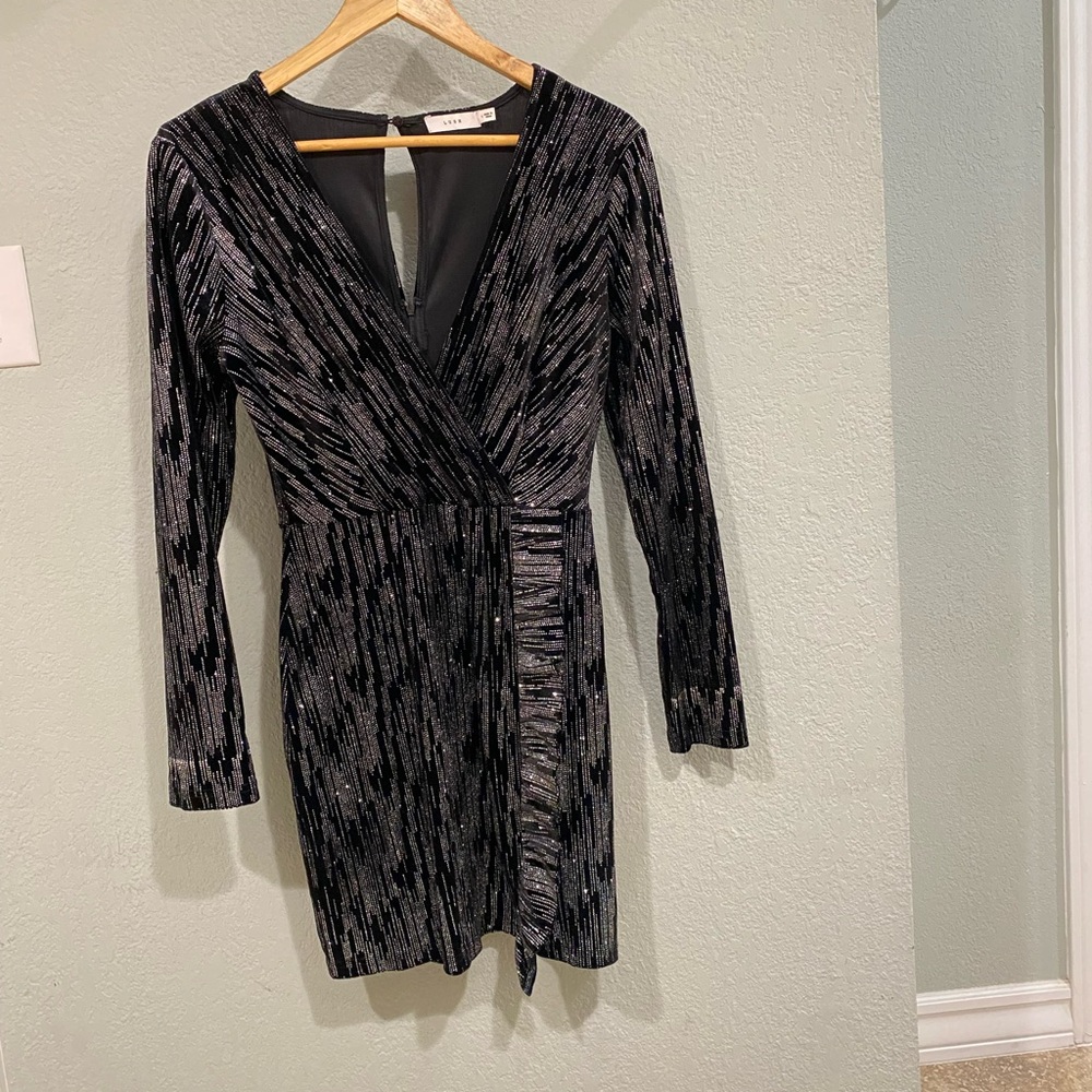 Black velvet mini dress